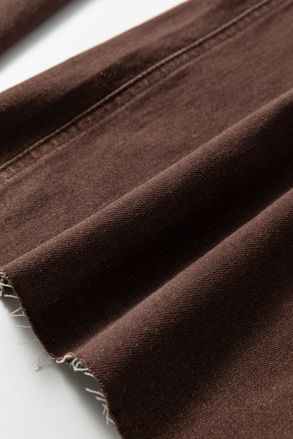 Dark Brown Retro Washed Patch Pocket Loose Jeans