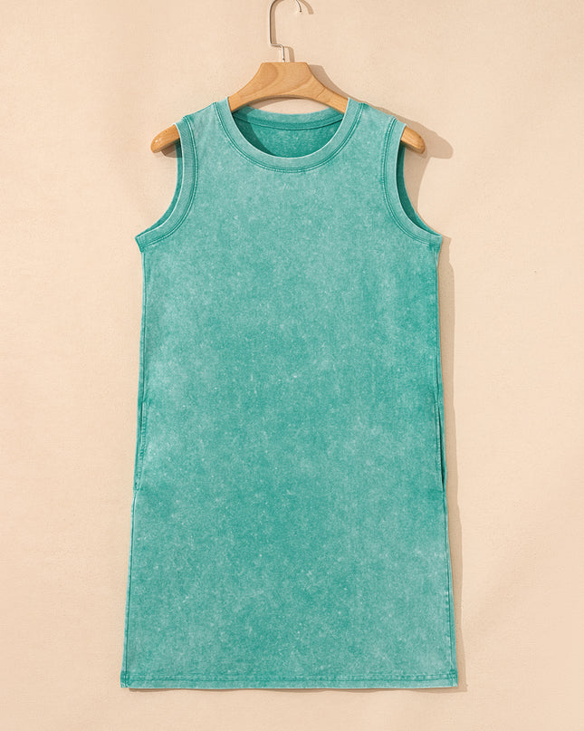 Sea Green Tank Mini Dress with Pockets