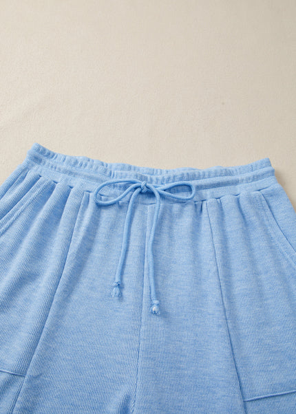 Beau Blue Cap Sleeve Matching Top and Jogger Pants Set