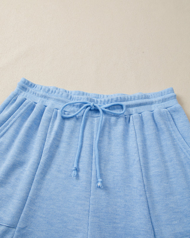 Beau Blue Cap Sleeve Matching Top and Jogger Pants Set
