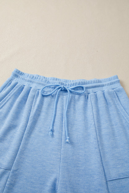 Beau Blue Cap Sleeve Matching Top and Jogger Pants Set