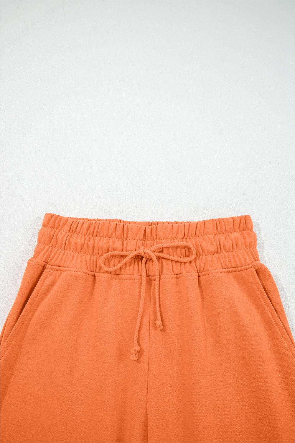 Flamingo Drop Shoulder Puff Sleeve Crop Pullover Drawstring Wide Leg Pants Set