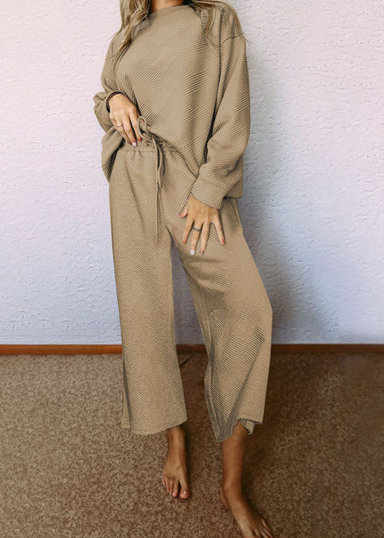 Navy Blue Ultra Loose Textured 2pcs Slouchy Outfit Set