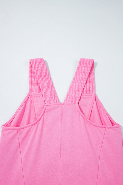 Bonbon Mineral Wash Raw Seam Patchwork Wide Leg Loose Jumpsuit