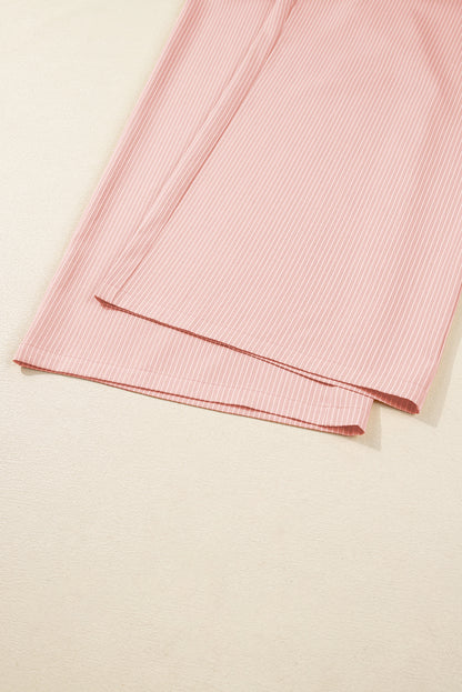Pink Stripe Drawstring Plus Size Loose Pants