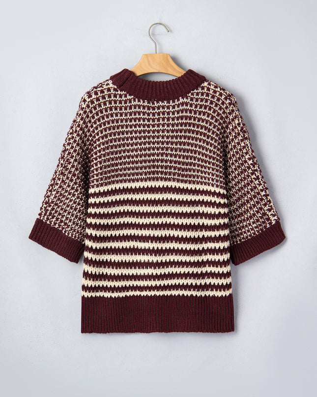 Red 3/4 Draped Sleeve Slouchy Sweater