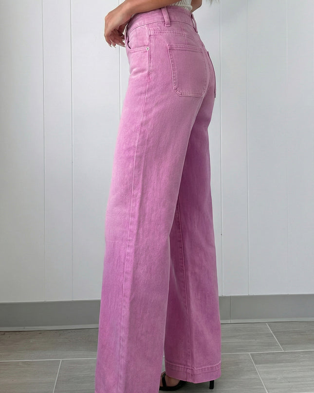 Mist 2-Button High Waist Flared Bottom Jeans