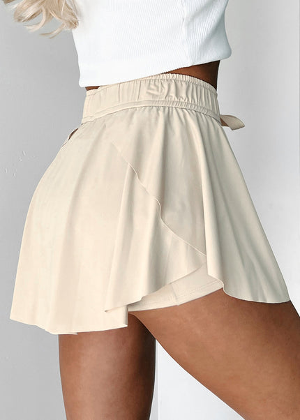 Black Drawstring High Waist Lined Tennis Skorts