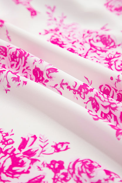 Sky Blue Boho Floral High Waist Ruffle Split Maxi Skirt