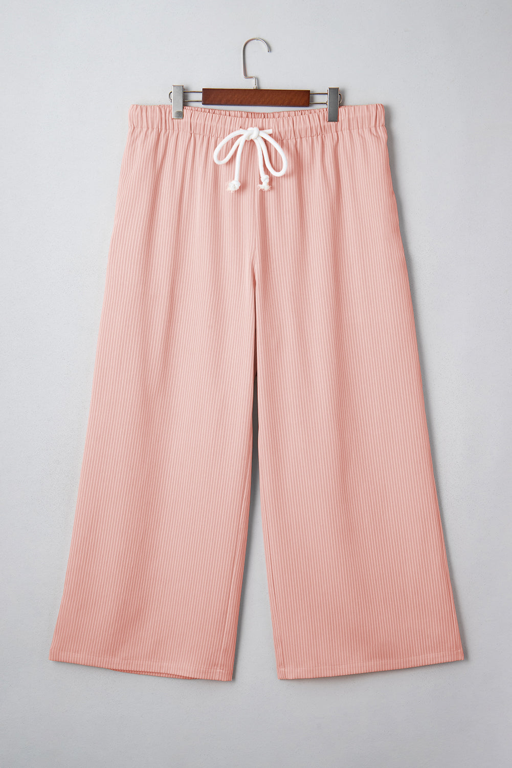 Pink Stripe Drawstring Plus Size Loose Pants