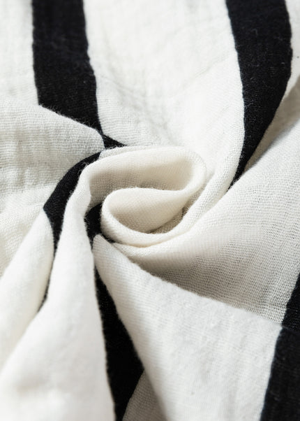 Orange Stripe Crinckled Ruffled Sleeve Button up Loose Shirt