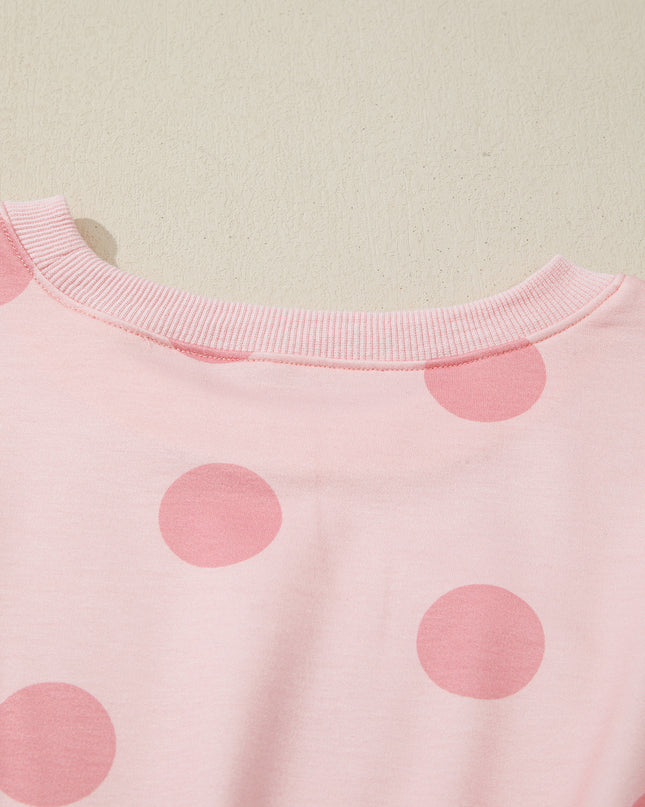 White Polka Dot Printed Long Sleeve Flared Mini Dress