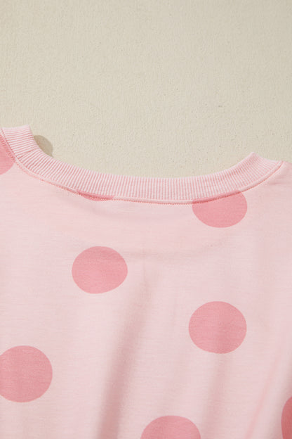 White Polka Dot Printed Long Sleeve Flared Mini Dress