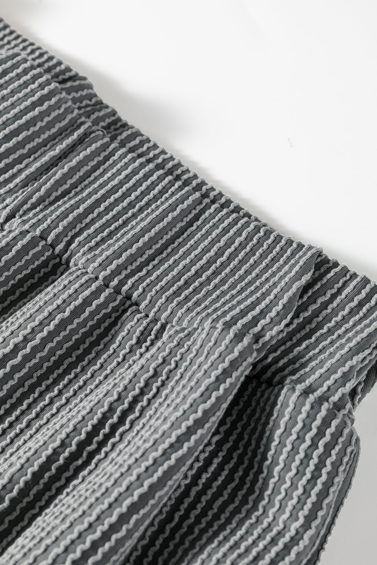 Dark Grey Twisted Ribbed High Neck Loose Tee Elastic High Waist Loose Pant Set