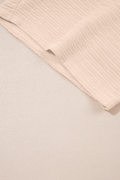 Pink Textured V Neck T Shirt and Shorts Set