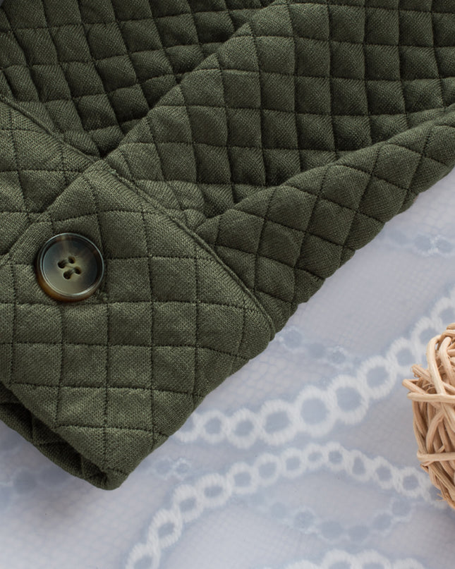Black Retro Quilted Flap Pocket Button Shacket