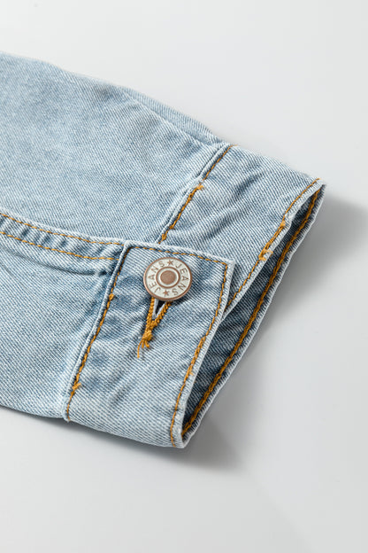 Beau Blue Draw-cord Hem Light Wash Denim Jacket