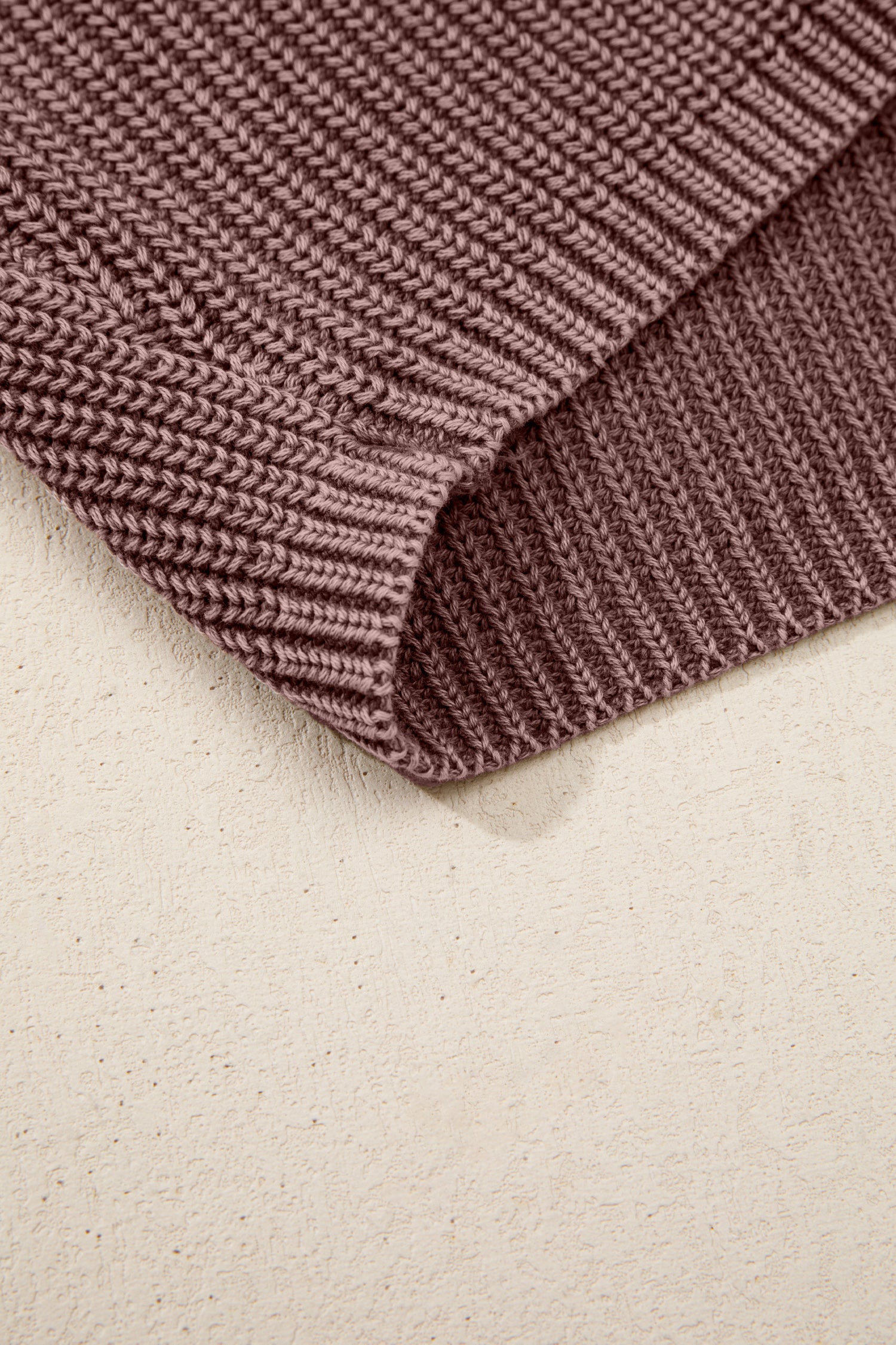 Dark Brown Mineral Washed Knit Button Polo Collar Loose Sweater