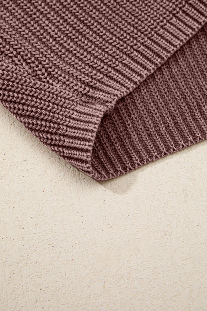 Dark Brown Mineral Washed Knit Button Polo Collar Loose Sweater