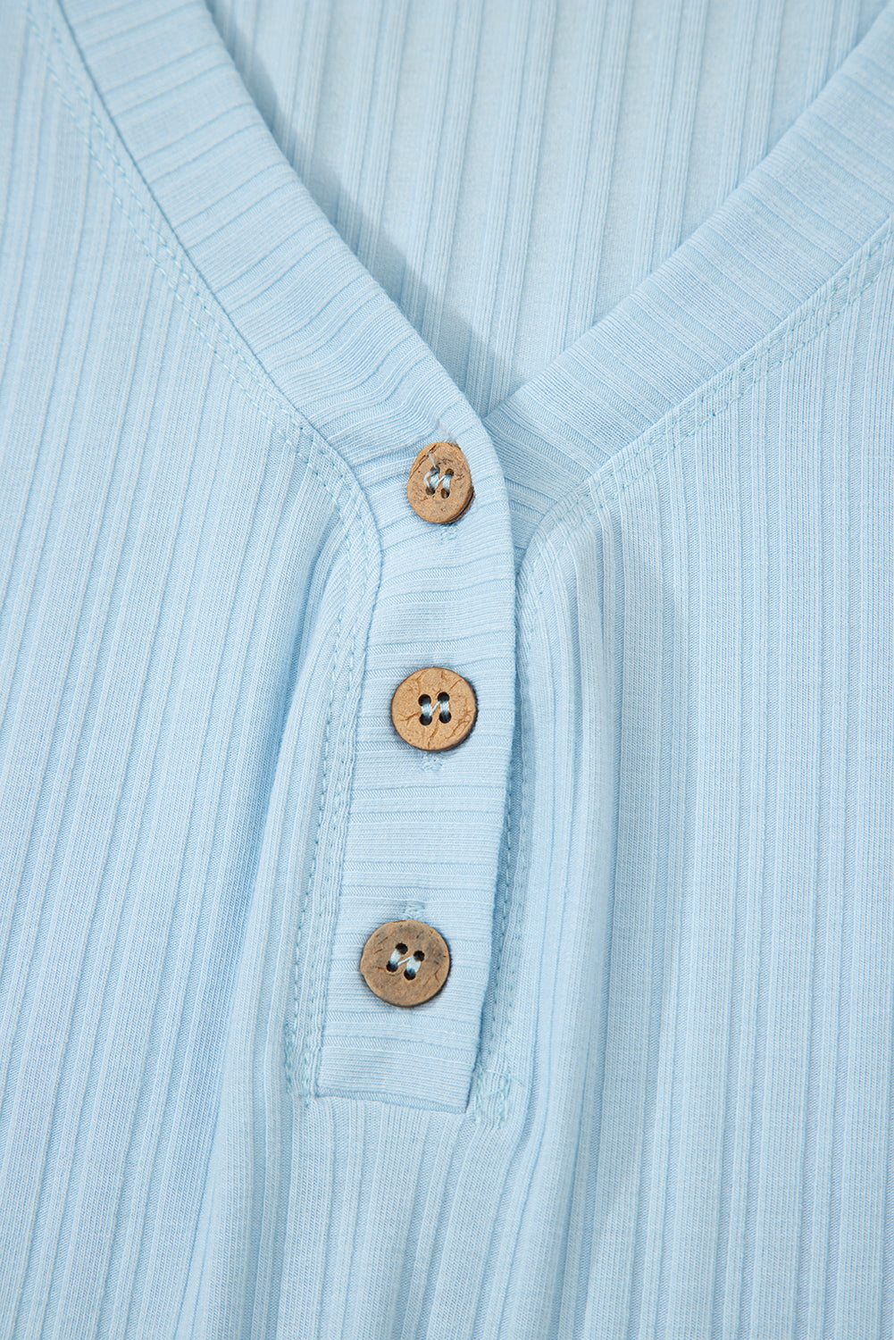 Gossamer Pink Ribbed Button V Neck Tank Top and Shorts Set