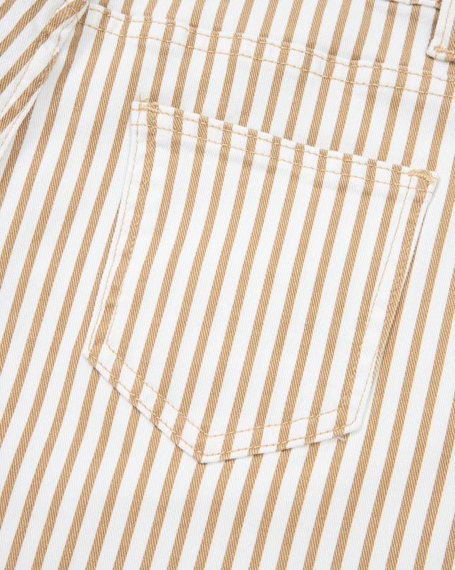 Khaki Stripe Casual Barrel Jeans