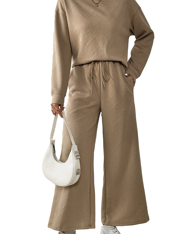Navy Blue Ultra Loose Textured 2pcs Slouchy Outfit Set