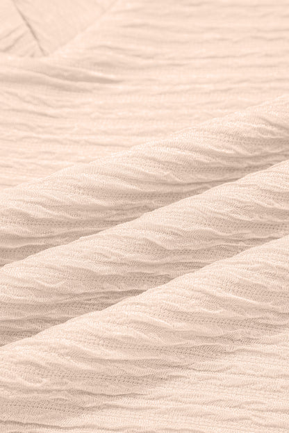 Pink Textured V Neck T Shirt and Shorts Set