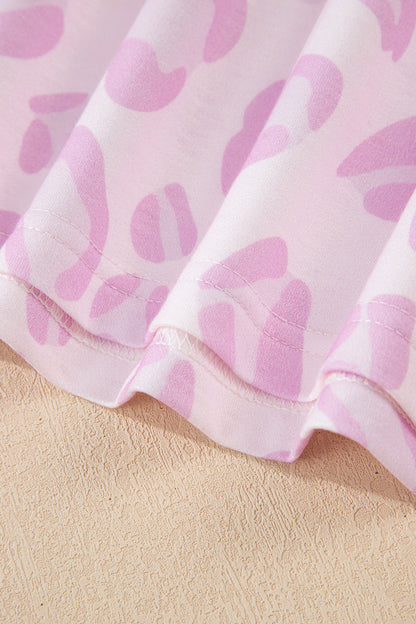 Pink Leopard Two Piece Top and Pants Set