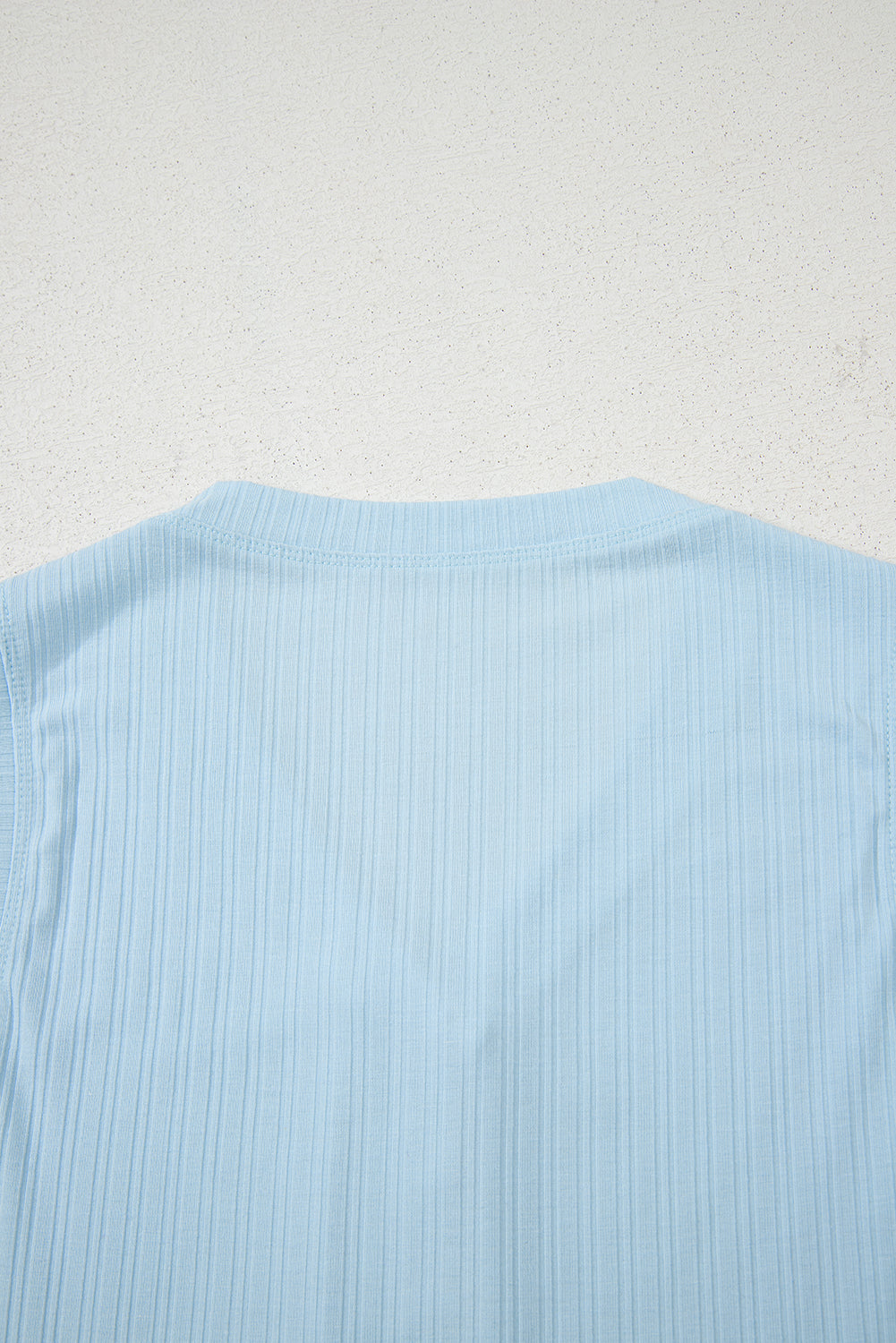 Gossamer Pink Ribbed Button V Neck Tank Top and Shorts Set