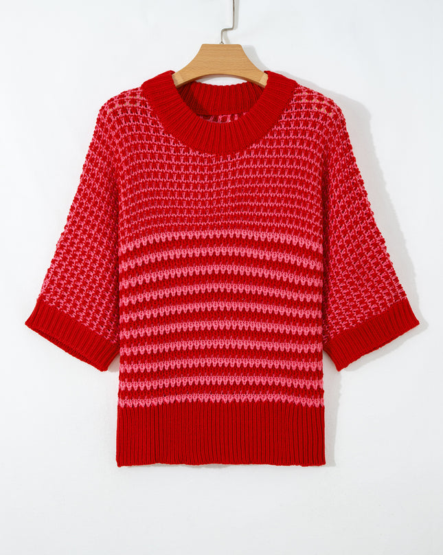 Red 3/4 Draped Sleeve Slouchy Sweater