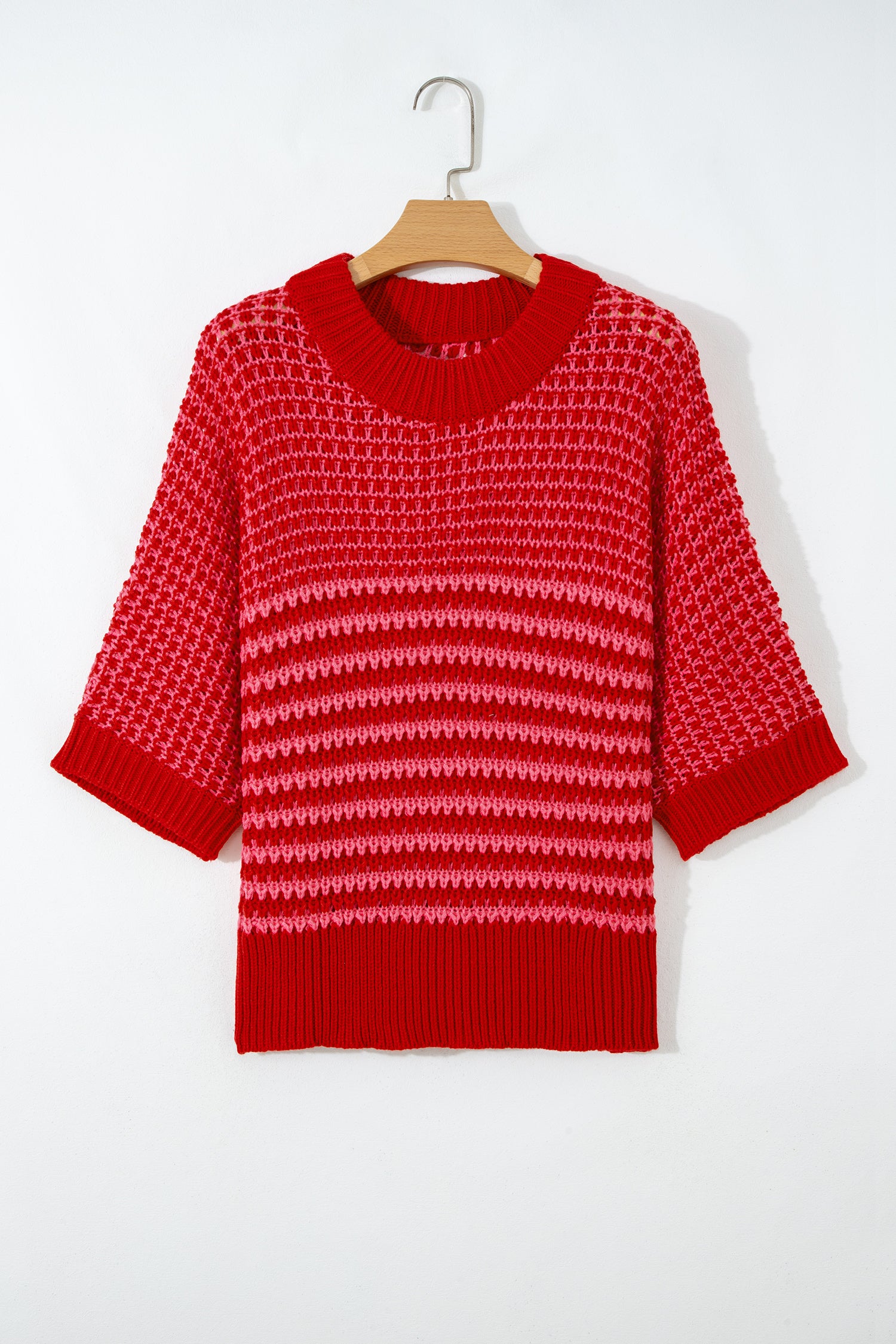Red 3/4 Draped Sleeve Slouchy Sweater