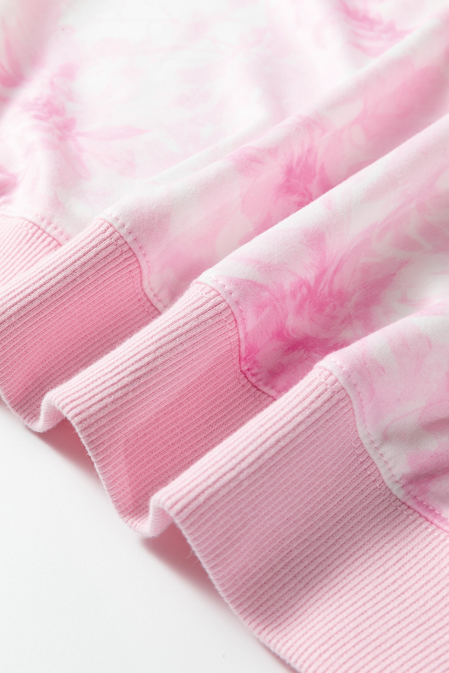 Pink Abstract Woodland Print Asymmetric Shoulder Long Sleeve Top