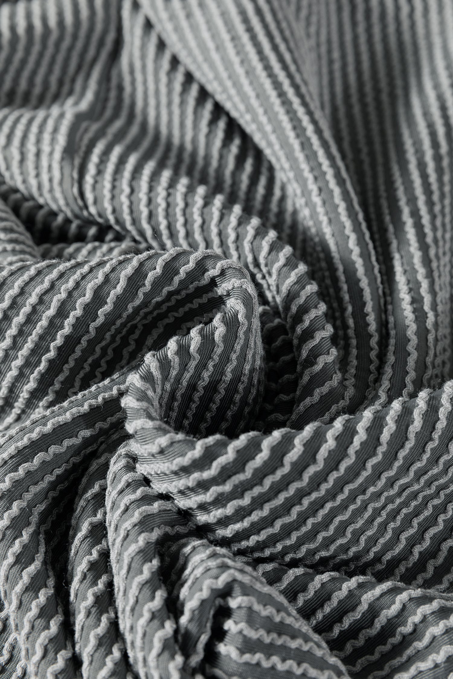 Dark Grey Twisted Ribbed High Neck Loose Tee Elastic High Waist Loose Pant Set