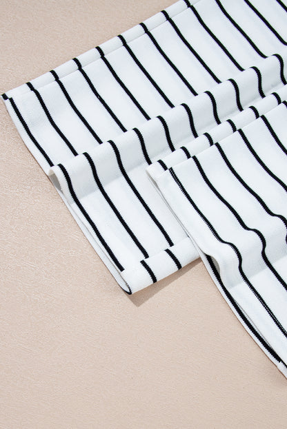 Rose Stripe Casual Wide Leg 2pcs Pants Set