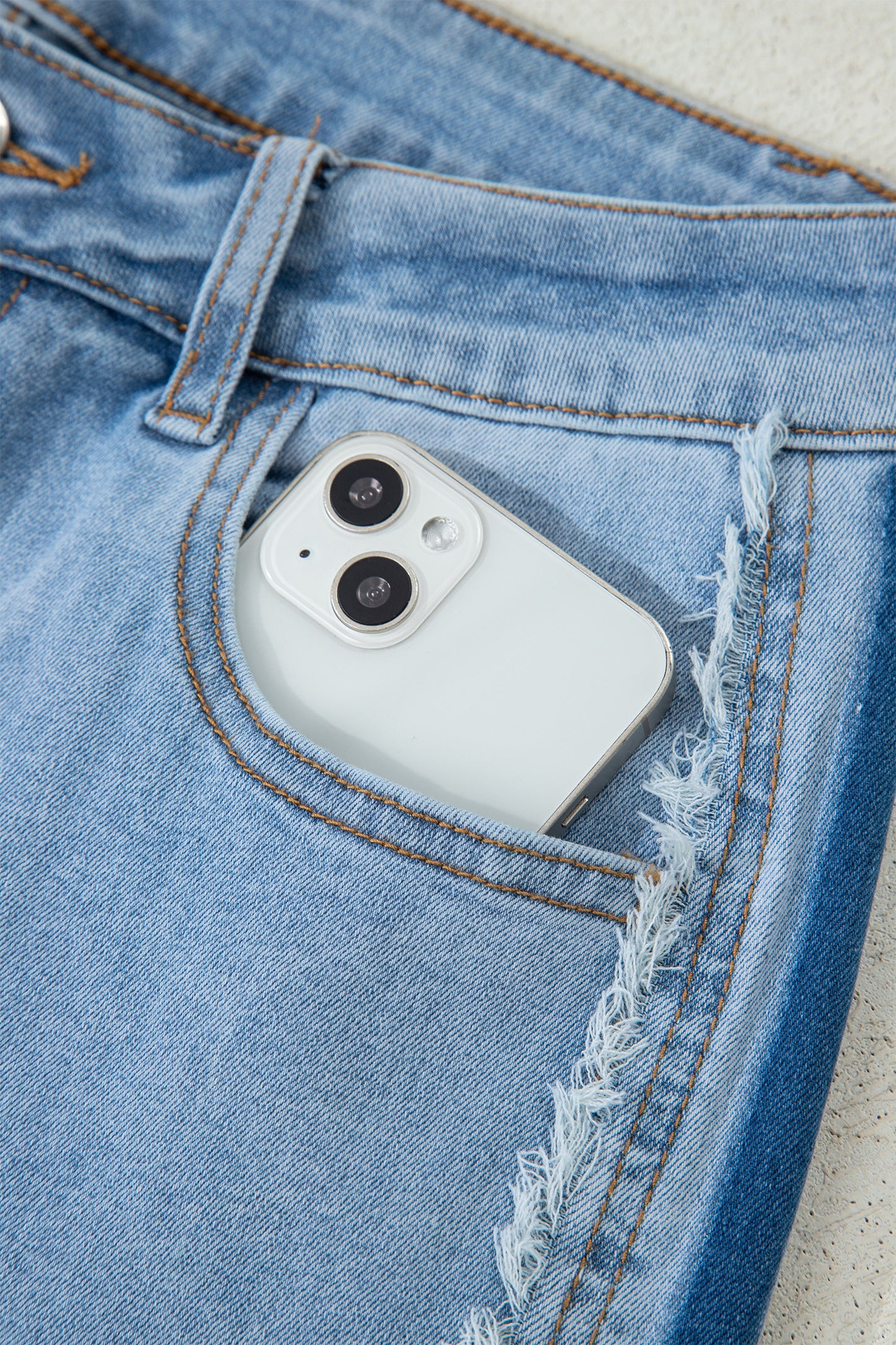 Beau Blue Contrast Stripe Frayed Side Panel Patchwork Shift Jeans