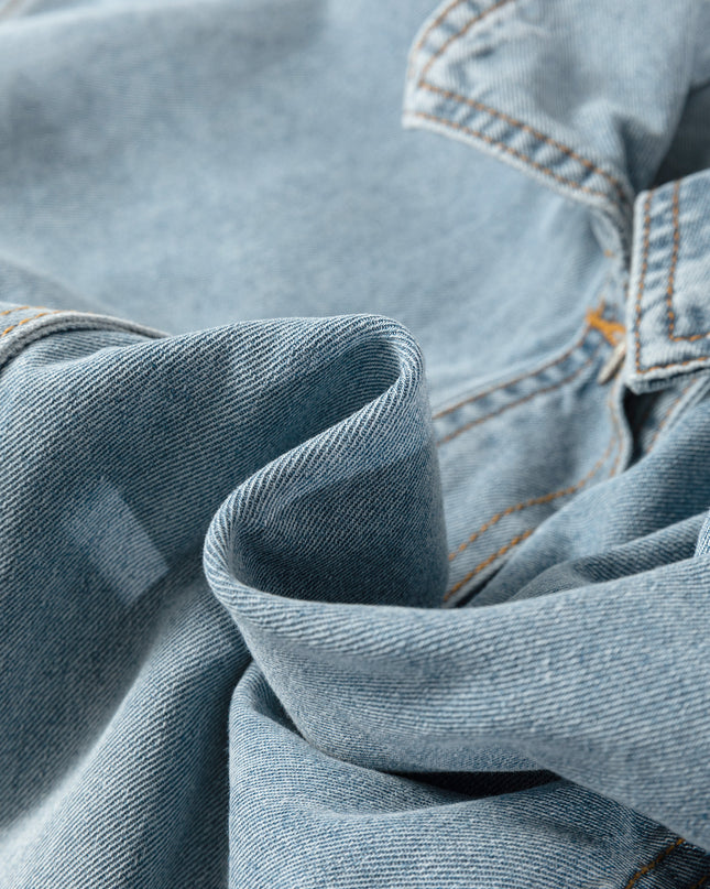 Beau Blue Draw-cord Hem Light Wash Denim Jacket