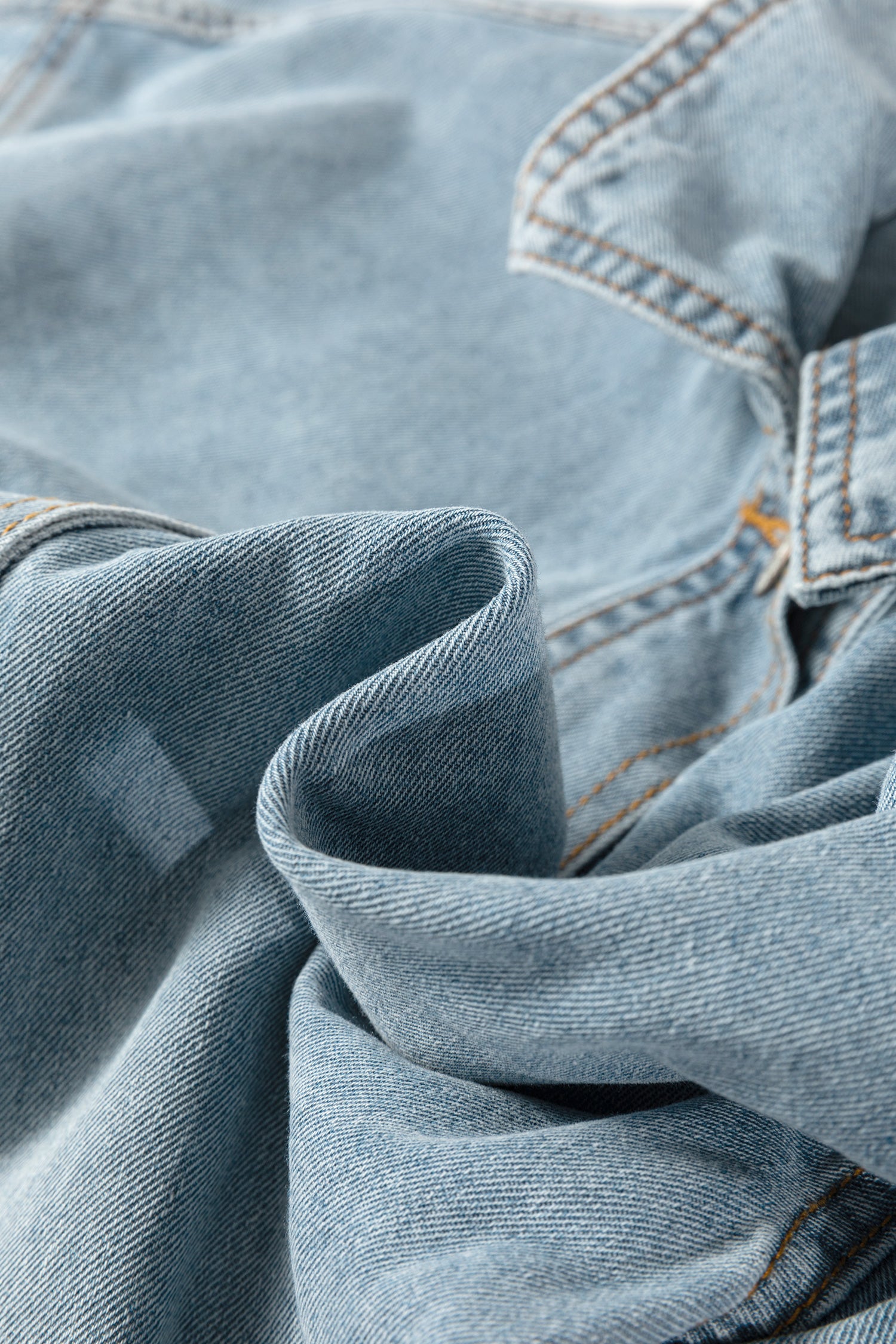 Beau Blue Draw-cord Hem Light Wash Denim Jacket