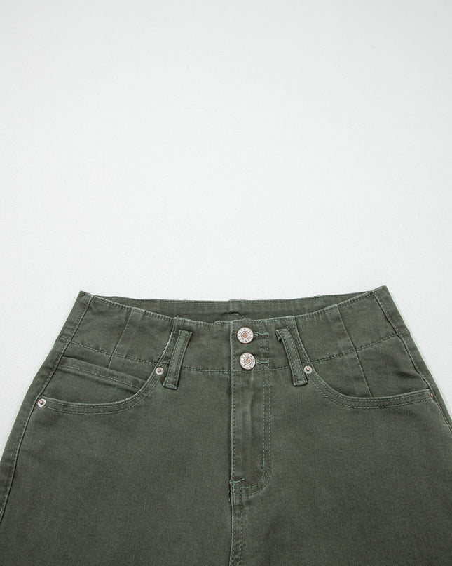 Mist 2-Button High Waist Flared Bottom Jeans