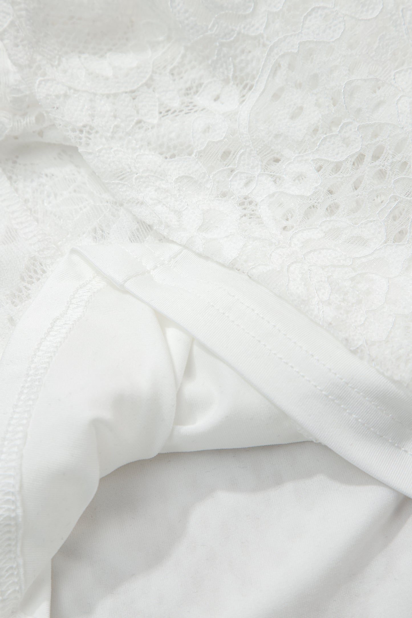 White Tie Spaghetti Straps Floral Lace Overlay Long Dress