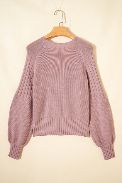 Goat Mixed Texture Knit Button V Neck Sweater Cardigan