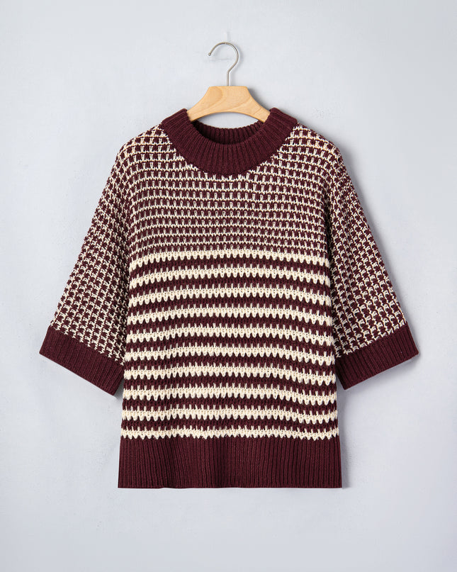 Red 3/4 Draped Sleeve Slouchy Sweater