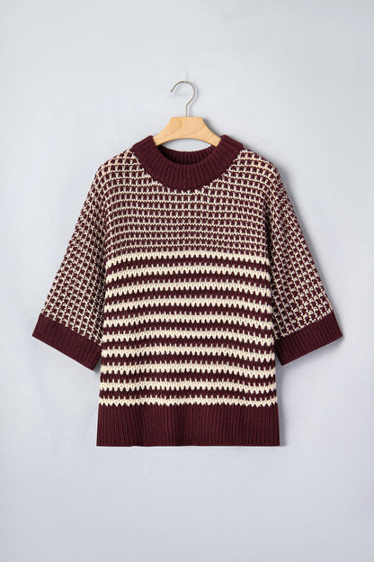 Red 3/4 Draped Sleeve Slouchy Sweater