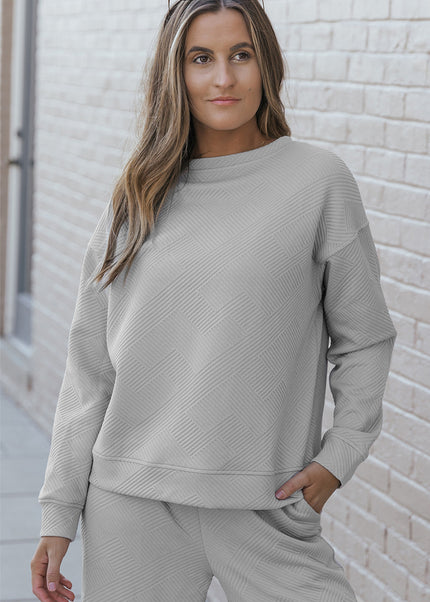 Navy Blue Ultra Loose Textured 2pcs Slouchy Outfit Set