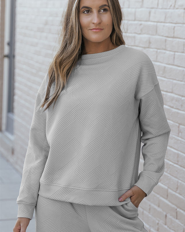 Navy Blue Ultra Loose Textured 2pcs Slouchy Outfit Set