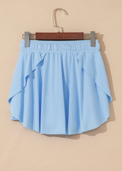 Black Drawstring High Waist Lined Tennis Skorts