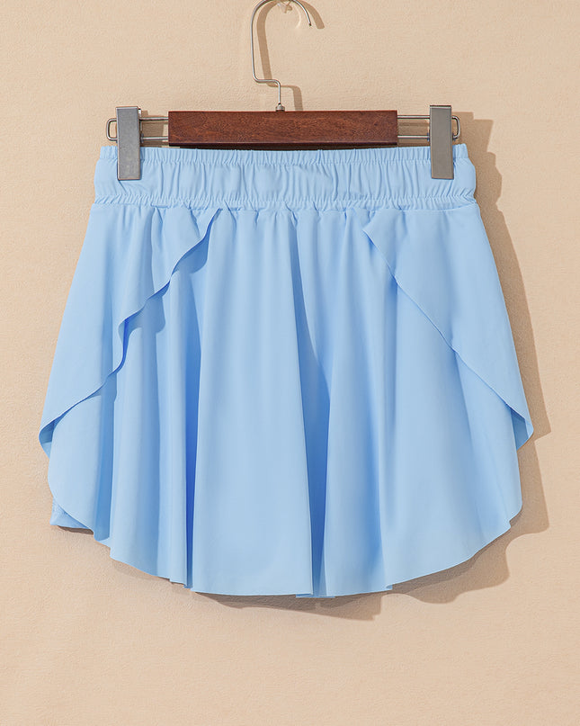 Black Drawstring High Waist Lined Tennis Skorts