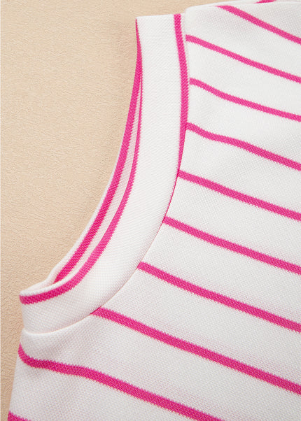Rose Stripe Casual Wide Leg 2pcs Pants Set