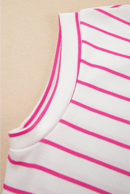 Rose Stripe Casual Wide Leg 2pcs Pants Set