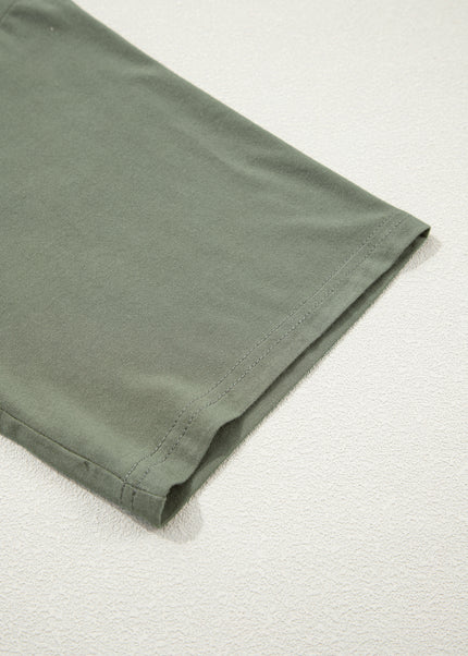 Laurel Green Solid Color Oversize Tee Tie Wrap Mini Skort 2pcs Set