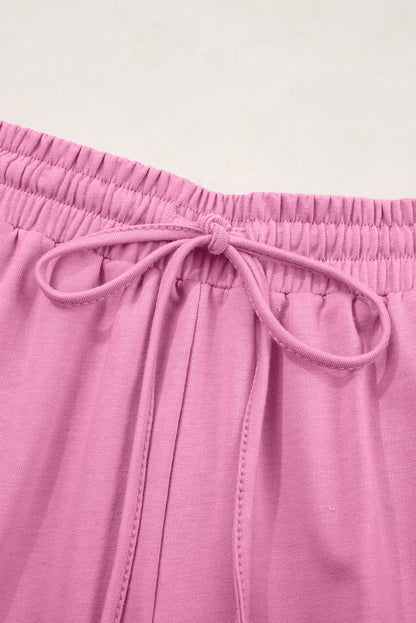 Meadow Mist Green Solid Loose V Neck Half Sleeve Tee and Shorts Set